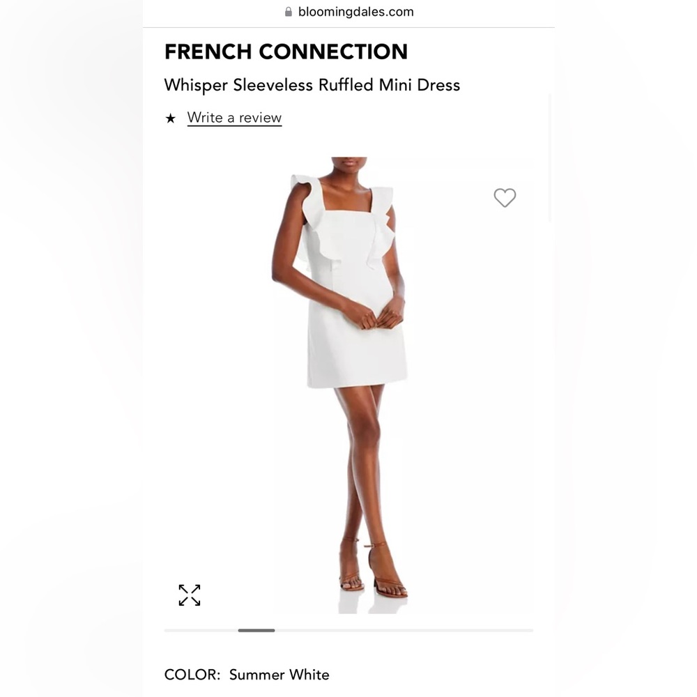 French Connection Whisper Sleeveless Ruffled Mini Dress in Summer White